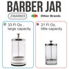 ZIBARBER Disinfectant Jar, 33 Oz Midsize Disinfecting Glass Jar for Manicure & Spa Implements, Salon Barber Tools - 7.9"H x 3.8"W