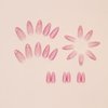 Pink Gradient Press on Nails - Pink Flower Stereoscopic Embossed Tip French,Medium Fake Nails Kit with 24 Nails,24pcs jelly glue stickers,1pcs mini nail file,1pcs wooden stick （Nails for Women Girls）