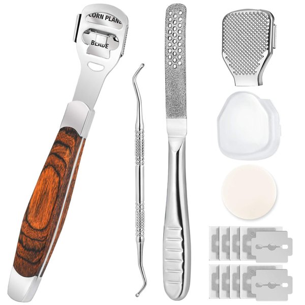 Callus Shaver, Foot Shaver Callus Remover for Feet Hand Care with Foot File, 10pcs Blades, Foot File Head and Dead Skin Storage Cover (15Pcs in Total)