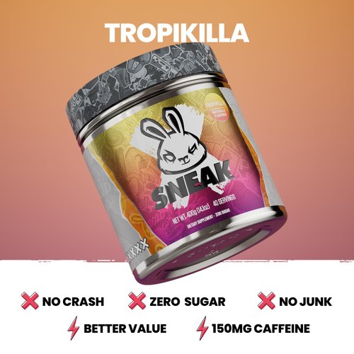 SNEAK Energy Drink Powder | Tropikilla | No Sugar. No Nasties. Just Natural Caffeine, Focus-Boosting Nootropics | 40 Servings