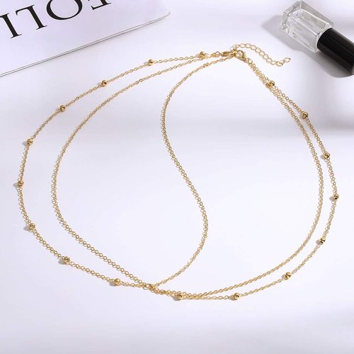 Chicque Boho Head Chain Jewelry Gold Headpiece Beaded Hair Jewelry Layered Hair Chain Festival for Women and Girls