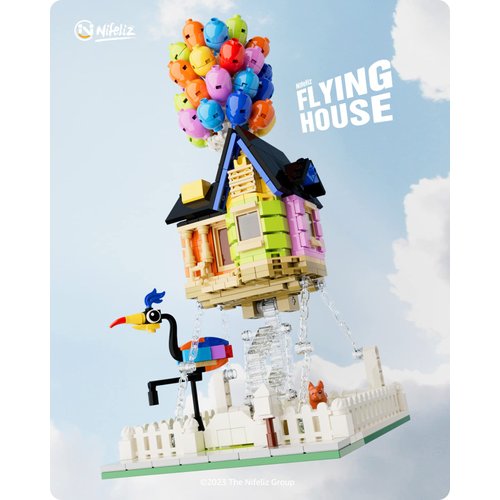 Nifeliz Up Balloon House Building Set for Teens and Adults, Creative Building Block, Girl Toys for Christmas and Birthday Gifts, Creative Suspended Gravity Flying House Bricks Model Set.(635 pcs)