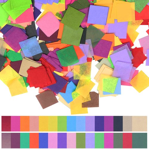 Jyongmer 9000 Sheets 1 Inch Tissue Paper Squares, 30 Assorted Colored Tissue Paper for Crafts Colorful Tissue Paper Bulk Art Rainbow Tissue Paper for Arts Craft Paper Projects, Scrunch Art