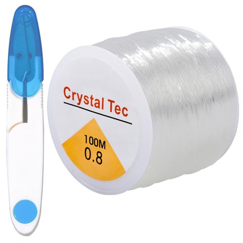 100m*0.8mm Elastic String for Bracelets, Beading and Jewelry Making, Clear Stretchy String for Clay Beads, Bracelet Charms, Pony Beads, Stone Beads