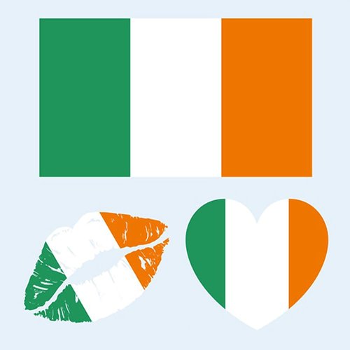 Y&C TENCOB Irish Flag Tattoos,25 Sheets Ireland Flag Temporary Face Tattoos Stickers,100 Pcs Waterproof Sweat National Flag Removable Fake Tattoos For Men Women Kids(Ireland)