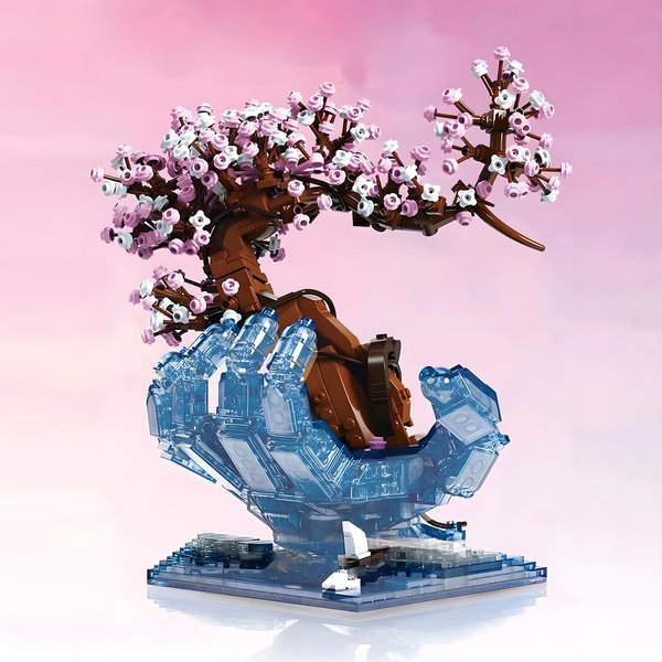 CAXIMSY Cherry Blossom Tree Building Blocks Set, 1071 Pieces Artificial Bonsai Tree Kit,DIY Plant Model for Kids Adults,Creative Gift for Home Decorate or Office Art