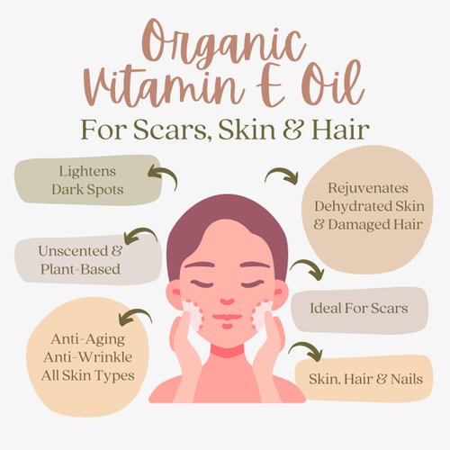 Organic Vitamin E Oil for Scars - All Natural & Vegan Skin Moisturizer 2.02oz - Light & Unscented Great for Scars After Surgery - Reduce Wrinkles, Anti Aging, Lighten Dark Spots -Face, Skin & All Over