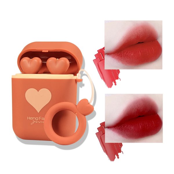 ICE LOVE Matte Lipstick, Long Wear Waterproof Moisturizing Velvet Lipstick, Non-Stick Cup Lip Make Up, Lip Gloss Set for Women 2pcs/Set (Mandarin)