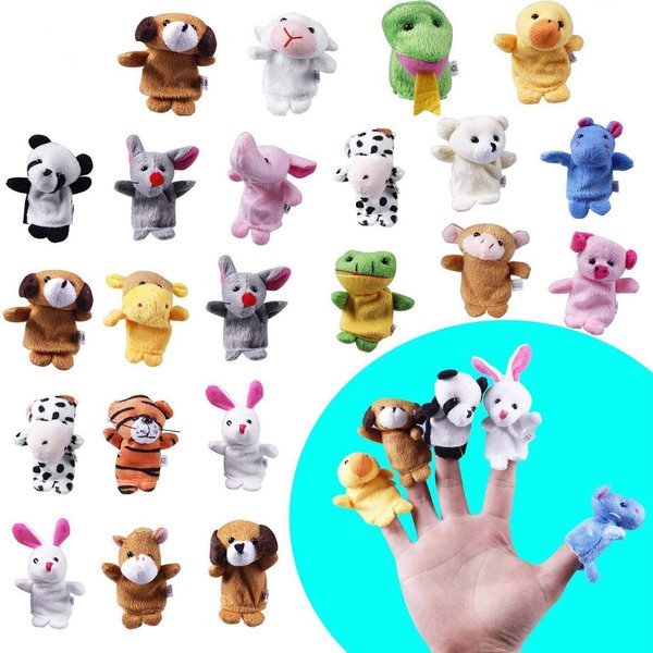 22 pcs Soft Plush Animal Finger Puppets Set Story Time for Easter Theme Party Favor