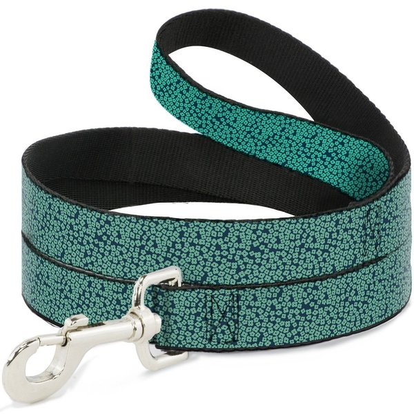 Buckle-Down Pet Leash - Ditsy Floral Teal/Light Teal/Teal - 4 Feet Long - 1.5" Wide