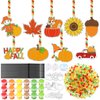 Pasimy 36 Sets Fall Suncatchers Craft Kits Thanksgiving DIY Paint Window Hanging Ornaments Decorations Make Your Own Autumn Activities Arts Project Party Favors Gifts for Classroom Home(Harvest)