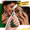 24Pcs Press on Nails for Women Girl, Solid Extra Long Coffin Fake Nails Artificial Fingernail, Reusable with Adhesive Tabs for Gift Parties Festival Makeovers (Dark Green)