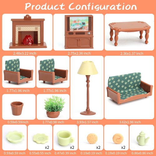 Dollhouse Furniture Set for Kids Toys Miniature Doll House Accessories Pretend Play Toys for Boys Girls & Toddlers Age 3+ with Living Room