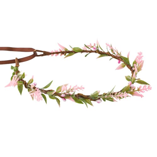 KorViSHOW Flower Crown for Women Girls - Handmade Fairy Wreath Garland Bridal Wedding Headpieces Renaissance Diy Halloween Maternity Shoot Vacation Photography Props Shower Deep Pink