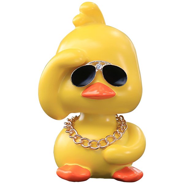 wonuu Cute Yellow Duck Car Ornaments Cool Duck Car Dashboard Decorations Shaking Head Doll