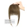 Rose bud Bangs Hair Clip in Bangs Remy Human Hair Extensions Flat Face Fringe Bangs Human Hair Pieces for Women Light Brown