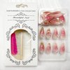 Pink Press on Nails Medium Almond Fake Nails Ombre Full Cover False Nails with Designs Bow Flower Rhinestone Glue on Nails Gradient Pink Acrylic Stick on Nails Cute Artificial Nails for Women 24Pcs