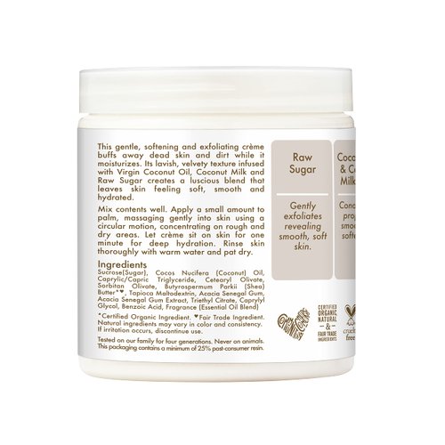 Shea Moisture Skin Care, Daily Hydration Crème Sugar Scrub with Virgin Coconut Oil, Coconut Milk & Acacia Senegal, Gluten Free Exfoliating Body Scrub, Soften & Nourish Skin, 8 Oz.