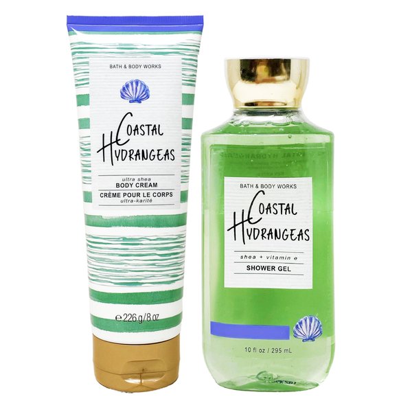 Bath & Body Works Coastal Hydrangeas - Duo Gift Set- Body Cream and Shower Gel