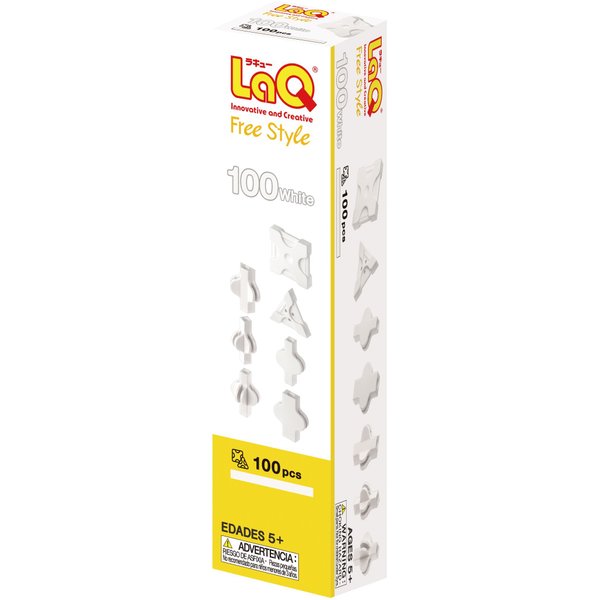 LaQ Free Style 100 White | 100 Pieces | Age 5+ | Creative, Educational Construction Toy Block | Made in Japan