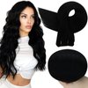 Full Shine Weft Hair Extensions Black Straight Hair Sew In Extensions Soft Real Hair For Women Color Jet Black Human Hair Bundles Weft Human Hair Extensions Silky Hair Jet Black 16 Inch 105G
