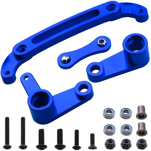 Hobbypark Aluminum Steering Parts Set (Steering Bell Crank, Ackermann Link) for Arrma 1/10 Granite 4X4,Typhon, Big Rock, Senton, Replaces AR340132 (Navy Blue)