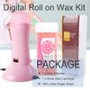 Depilatory Wax Heater Roller Body Hair Removal Roll On Waxing Machine with Digital Temperature Display for Personal & Professional Use Beauty Salon (Rose Wax Cartridge)