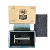 Rex Supply Company, Rex Envoy 100% Stainless Steel 3-Piece Double Edge Safety Razor - Handcrafted in the USA, 5 Blade Refills Included