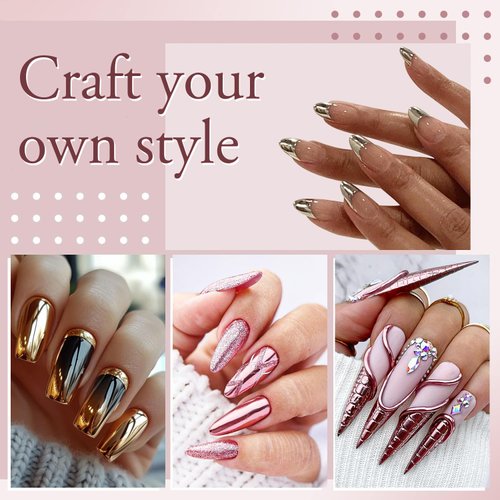 BISHENGYF Rose Gold Chrome Nail Powder: 【Super Metallic Mirror Effect】Holographic Glitter Nail Chrome Powder Rose Gold Chrome Nail Powder for Nails Art DIY Decoration