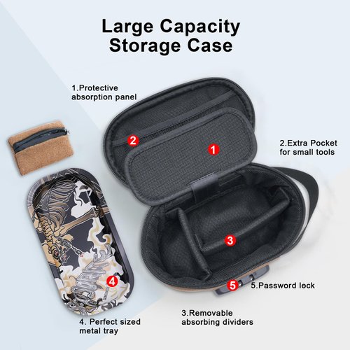 RYO TRUST Smell Proof Bag with Combination Lock, Odor Proof Bag with Metal Tray and Mini Pouch Pocket, Stash Box for Storage and Travel, Portable and Easy to Use, Brown