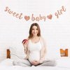 BEISHIDA Rose Gold Sweet Girl Baby Glitter Banner,NO DIY, Pre-Strung Baby Shower Gender Party Banner For Girl, Girl Baby Shower Decorations,Girl Baby Shower Sign,First Birthday party supplies