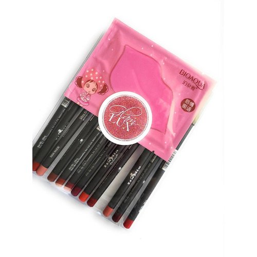 Glam Lux Italia Deluxe Ultra fine lip liners set of 12 Bundle with hydrating, moisturizing soothing face mask