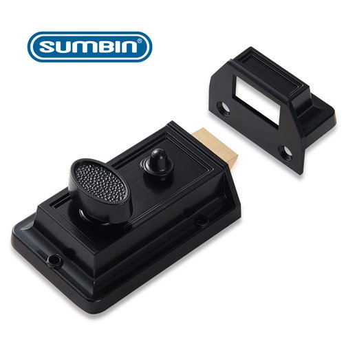 SUMBIN Rim Night Latch for Front Door Black Color