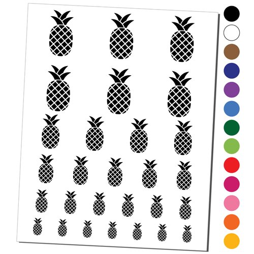Pineapple Silhouette Temporary Tattoo Water Resistant Fake Body Art Set Collection - Yellow (One Sheet)