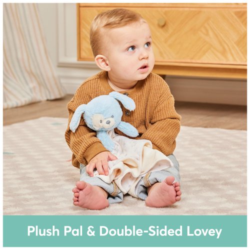 GUND Baby Sustainably Soft Puppy Lovey, Stuffed Animal Plush Blanket Made from 100% Recycled Materials, for Babies and Newborns, Blue/Cream, 10”
