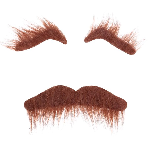 TINKSKY Novelty Costumes Self Adhesive Fake Eyebrows Beard Moustache Kit Facial Hair Cosplay Props Disguise Decoration for Masquerade Costume Party (Brown)