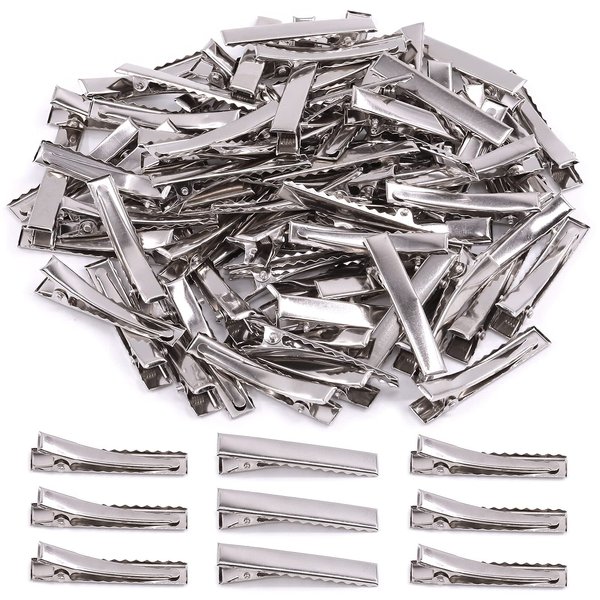 Mardatt 200Pcs 1.81 inch / 4.6 cm Alligator Hair Clips Bulk Silver Single Prong Hair Clips For Bows Making Hair Pins For Sectioning Hair Styling And Sectioning Hairdressing DIY Crafts