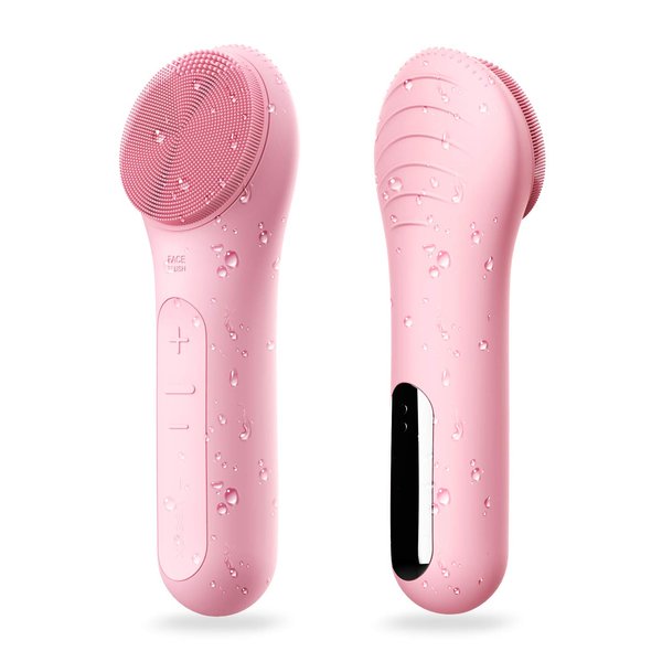 NågraCoola CLIE Facial Cleansing Brush, Waterproof and Rechargeable Electric Face Scrubber for Men & Women, Exfoliating, Massaging, and Cleansing - Pink