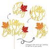 1 PCS Maple Leaf Happy Birthday Cake Topper Glitter Fall Autumn Harvest Theme Cake Pick for Thanksgiving Day Theme Birthday Party Cake Decorations Supplies