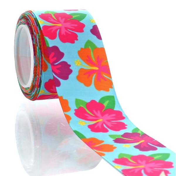 1.5" Summer Hibiscus Grosgrain Ribbon 5yd