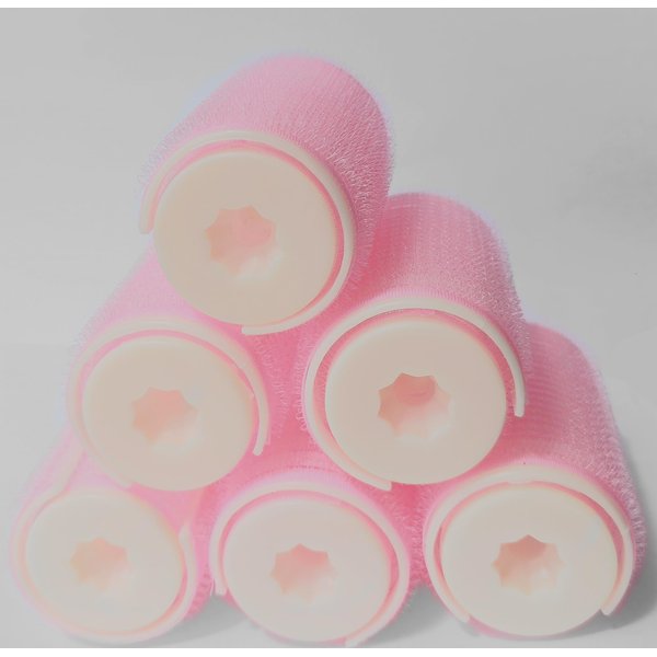 6pcs Plastic Hair Rollers, Self-Adhesive Air Bang Hair Curlers, Double-Layer Curlers Bangs Hair Volume Styling Tools, DIY Curly Hairstyle for Women Girls Pink Medium