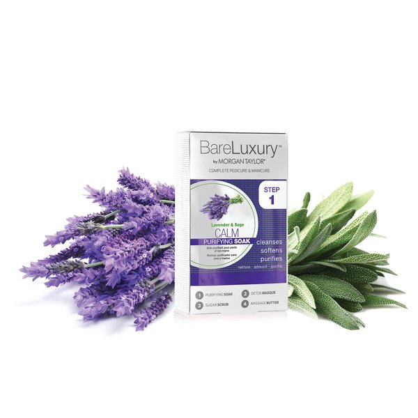 Morgan Taylor BareLuxury 4-Step Complete Pedicure & Manicure Packs (Lavender & Sage), Hand and Foot Spa Kit in 4 Packs, Pedicure and Manicure Kit, Self Care Gifts For Women