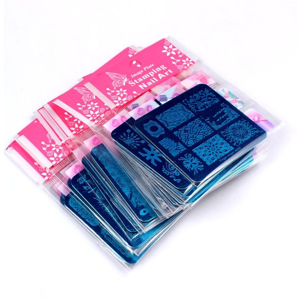 Finger Angel 12Pcs Nail Stamp Plates set 10 plate 1Stamper 1Scraper Nails Art Stamping Plate Scraper Stamper Set Leaves Flowers Lace Design Nail plate Template Image Plate