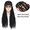 Goddess Box Braids Braiding Hair Baseball Cap Hat Wig Bohemian Curly Ends Braids Hat with Braided Boho Hair Extensions for Black White Women Synthetic Braids Hat Wig with Hair Attached (20inch, 1B)