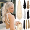 Cephermer Ponytail Extension 22'' 24'' Long Wavy Straight Claw Clip in Pony Tails Hair Extensions Natural Looking Synthetic Hairpiece for Women Bleach Blonde