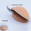3 Pairs Replaced Eyelids Silicone Double Eyelashes Replacement Eyelids for Mannequin Head Practice Removable Eyelids with Double Layer Eyelashes Eyelash Extension Practice Eyelid (Brown)