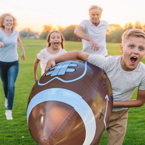 GiftExpress 40" Giant Jumbo Inflatable Football with Tee Set for Football Party, Gameday, and Football-Themed Party, Sport Party Decorations, Super Fun Football Games for Kids and Adults