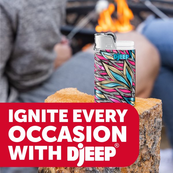 DJEEP Pocket Lighters, Vibrant Collection Textured Metallic, Colorful Unique Lighters, 4 Count Pack of Disposable Lighters
