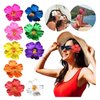 Red Hawaiian Flower Hair Clip for Women Girls Fashion Bohemian Flowers Hair Accessory for Dancer Bridal Wedding Beach Party Hair Accessories (8cm)