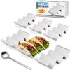 GEIKR Stainless Steel Taco Holders Set of 6 - Each Metal Taco Stands for 3 Tacos - Taco Rack with Handles - Stylish Taco Shell Holders - Oven & Dishwasher & Grill Safe Taco Trays
